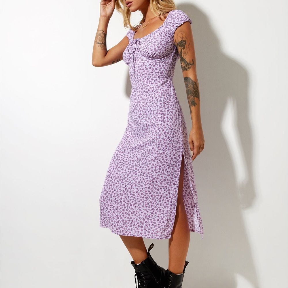Floral Purple Midi Dress